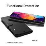 Samsung Galaxy S8 zwart echt leer boek hoesje met extra vakjes voor pasjes en brief geld