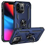 Apple iPhone 13 Blauw Ring Kickstand Achterkant Telefoonhoesje