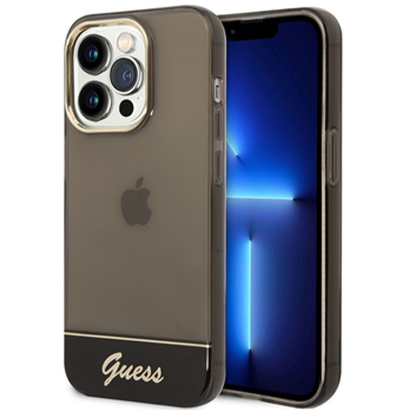 Vrijgekomen Hubert Hudson Maestro Guess Zwart Transparant hoesje Apple iPhone 14 Pro | ZKL Telecom