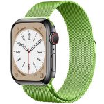 Horloge Bandje Geschikt voor Apple Watch Milanees 38/40/41 mm Licht Groen - Roestvrij staal - Magneet Sluiting