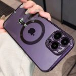 Apple iPhone14 Pro Max Camerabescherming Magsafe Donker Paars Hoesje