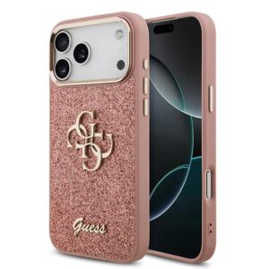Guess Hoesje PU Glitter Voor iPhone 17 Pro Max Roze