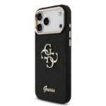 Guess Hoesje PU Glitter 4G Metal Logo  Voor iPhone 17 Pro Zwart